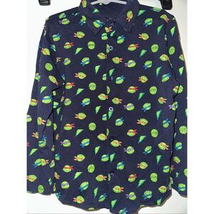 TMNT® X Andy & Evan® Half Shell Heroes Knit Button-Down, Navy size 7 youth